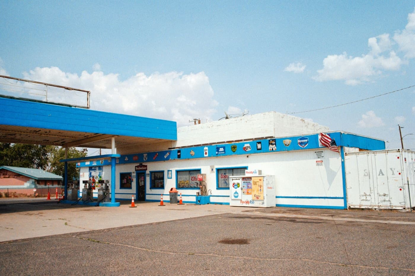 Roadside service station on a remote road